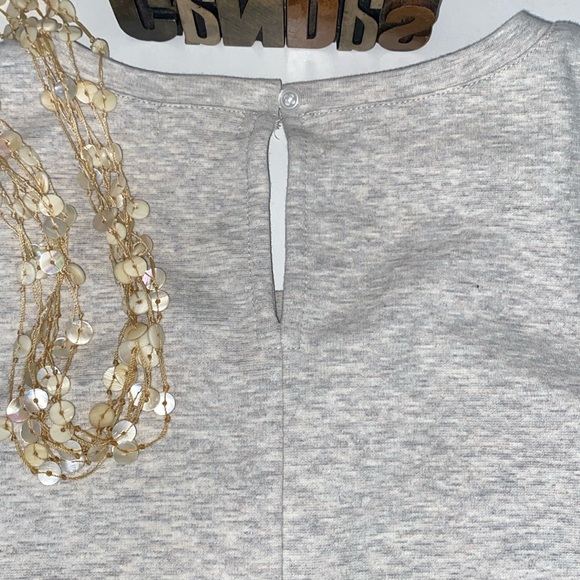 J. CREW Heather Gray With Cream Ruffle Sleeveless Top - Picture 7 of 8